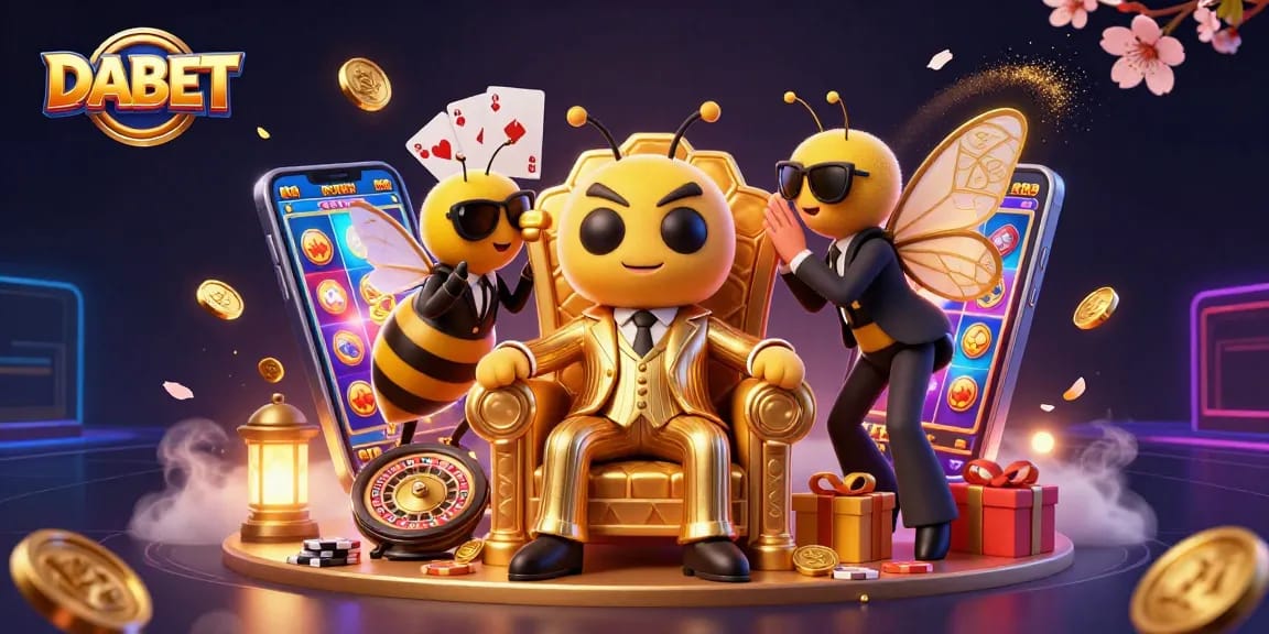 DABET players experience thrilling slot games and big wins in an exciting casino scene.