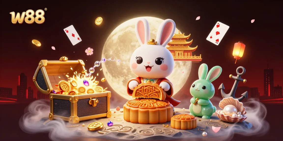 Experience w88 gaming excitement with vibrant moon rabbit characters and immersive casino elements.