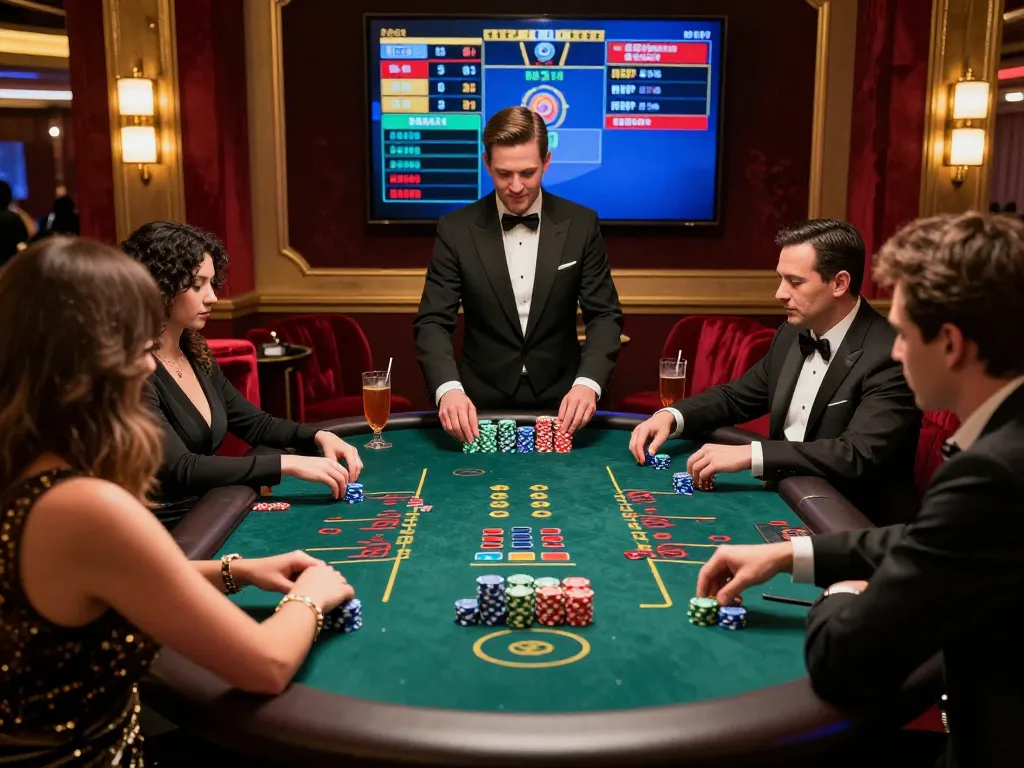 Players enjoying a lively baccarat game at 99ok online casino.