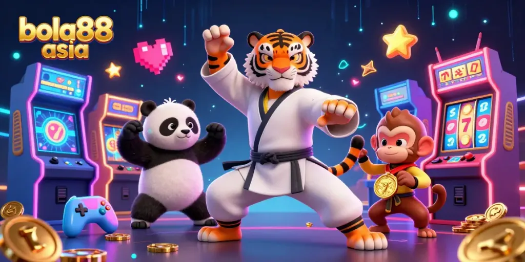 Experience thrilling gameplay like bola88 asia with animated casino characters and vibrant gaming elements.
