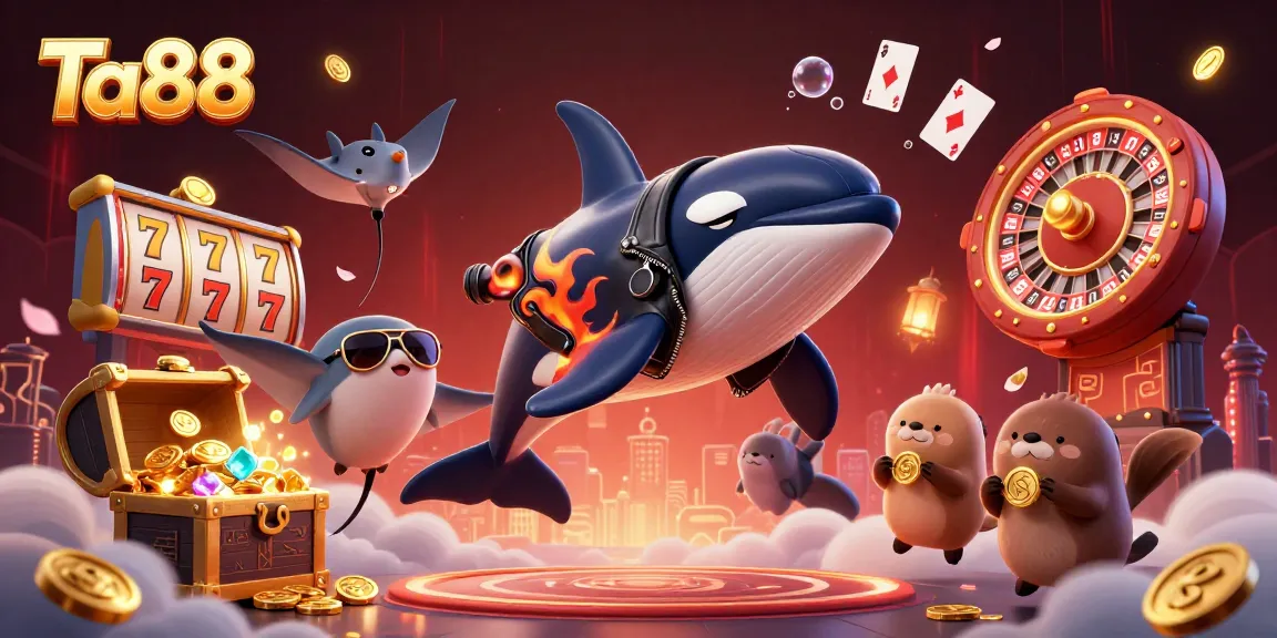 Experience Ta88’s vibrant casino-themed adventure with a thrilling underwater scene featuring lively characters and treasures.