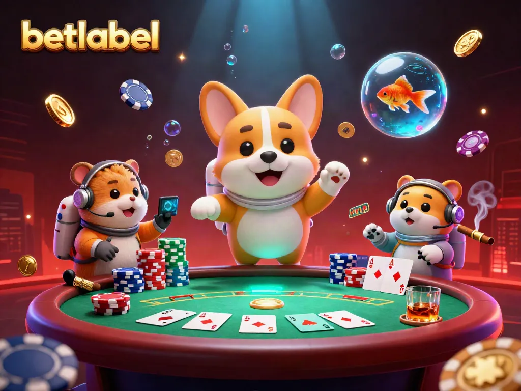 Betlabel offers an engaging casino experience with a whimsical illustration of gaming excitement.