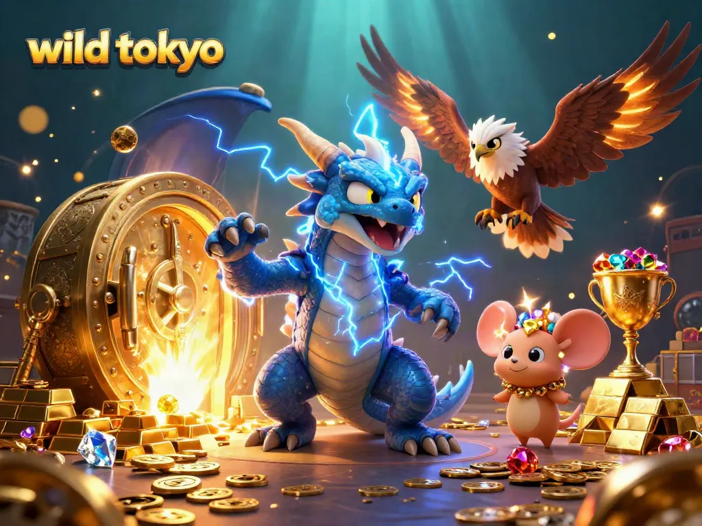 Experience the excitement of wild tokyo casino with dynamic characters and treasure amidst casino elements.