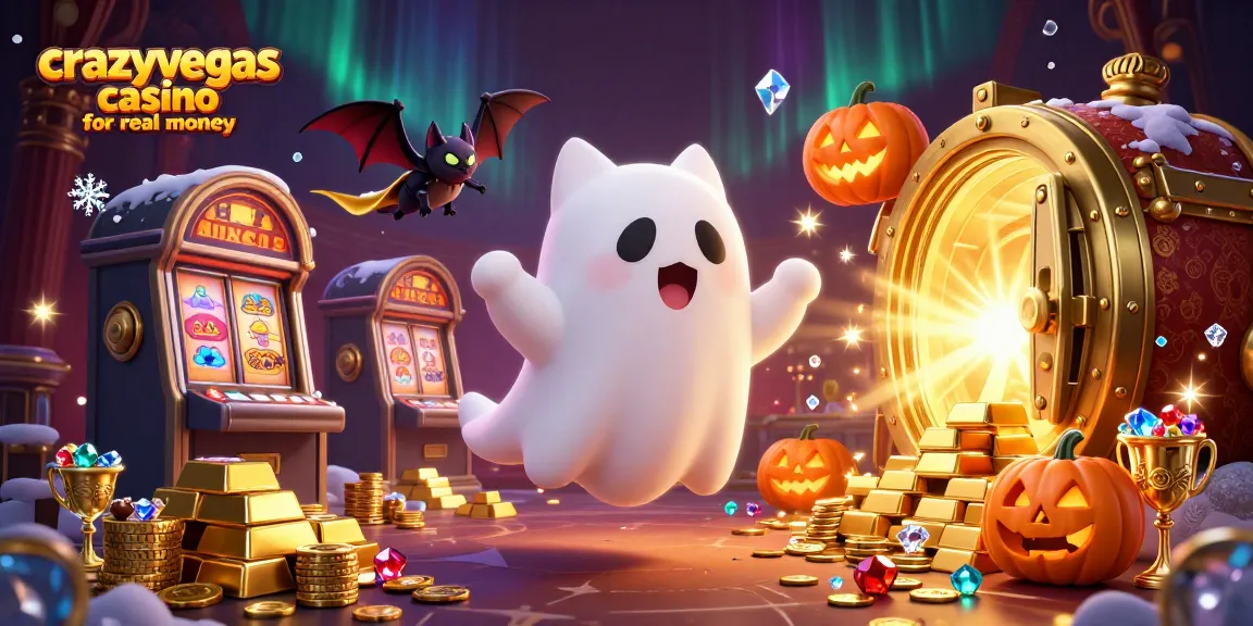 Engage with crazyvegas casino for real money as a ghost cat and bat explore a vibrant haunted casino.